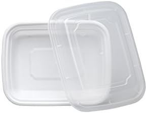 SafePro 12 унции. Бял Правоъгълен Контейнер за микровълнова печка с прозрачен капак, Кутия за обяд Bento, Пластмасови Контейнери