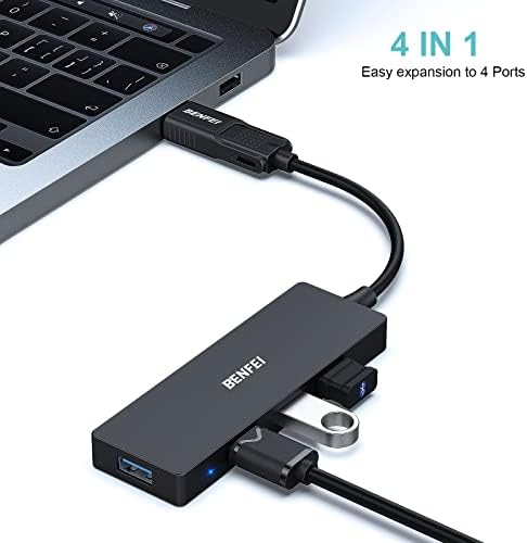 Хъб BENFEI USB 3.0, USB ХЪБ-C, център 2 в 1 USB Type-A /Type-C с 4 порта USB 3.0, съвместим с MacBook, Mac Pro, Mac Mini, iMac,