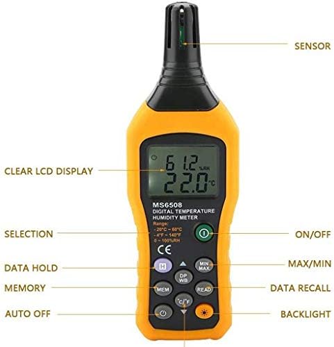 WDBBY Измерване на температура и влажност с Подсветка, Дигитален Psychrometer, Термометър-Влагомер, Точка на оросяване и Температура