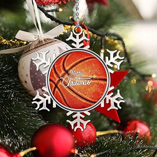 Баскетбол Снежинка Украшение Спорт Смешно Топката Коледно Дърво, Декорация на Метални Персонализирани Коледна Украса 2022 Селска