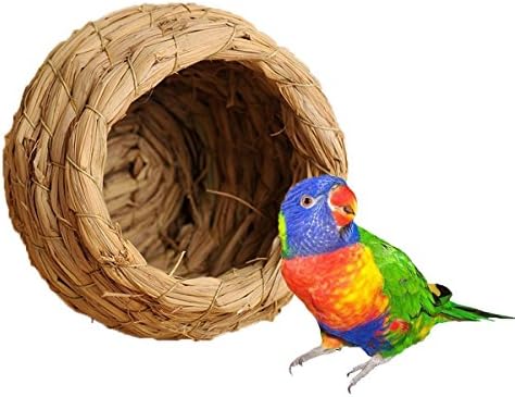 Клетка за Птичи гнезда от Слама Ръчно изработени за Папагал Ара Африканските Сиви Вълнообразни Попугайчиков, Къща За Люпене, Пещера