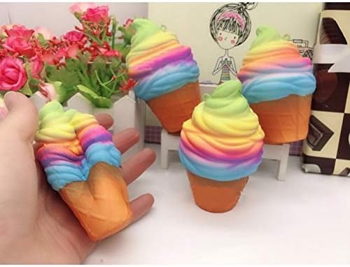 N/A-2 БР. Декомпрессионными играчки под формата на рожка рейнбоу сладолед с Въже