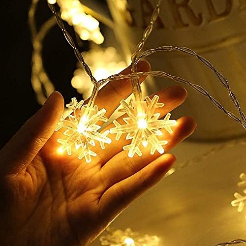 Закрит Коледна Декоративна лампа във формата на Снежинки, 19,6 фута, 40 led гирлянди под формата на снежинки, се Захранва от батерия,