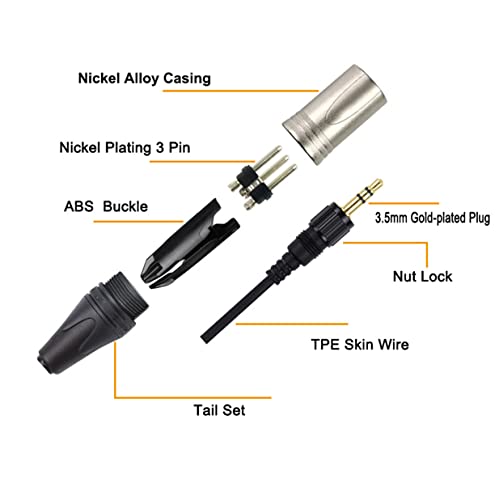 Микрофон кабел Kicada 1/8 TRS-XLR 1,8 Метра, Бескислородный Мед (OFC) жак TRS-3-пинов XLR конектор, Съвместим с микрофонным кабел
