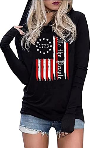 LYEYIAO, Модни Hoody с Флага на сащ, Женска Тениска с Графично изображение на Знамето на САЩ, на 4 юли, Патриотическая Hoody с Дълъг