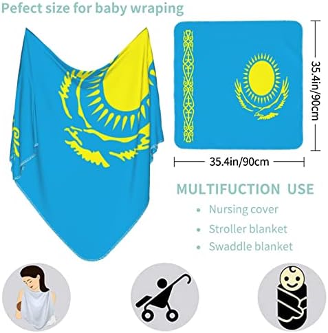 Флаг Казахстан Детско Одеало, Като Одеало за Бебета, Калъф за Свободни Новородени, Обвивка