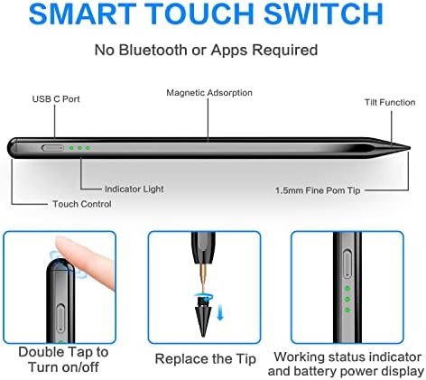 Писалка за Apple iPad Pencil - Дръжка iPad с отклонение на ръката си и чувствителност към наклона, съвместима с iPad Pro 11 инча