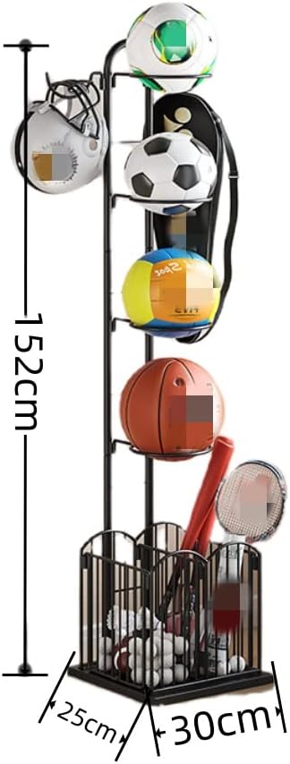 QBREZA Баскетболно часова Органайзер за съхранение на спортно оборудване Гаражно Притежателя на топка за Волейбол, Футбол, Бадминтон