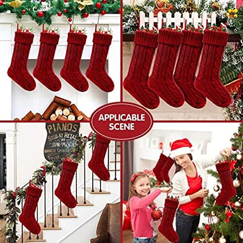 Коледни Чорапи GONEBIN, Възли Коледни Чорапи, 18 Инча, Двустранни Манто Окачени Чорапи за Камината, за Украса на Коледното Празнично