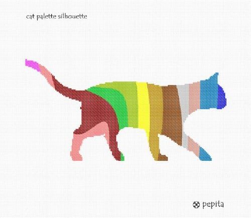 комплект за бродиране pepita: Котешки Силует палитра, 10 x 5